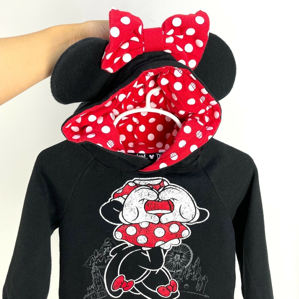 Disney Parks Hoodie 24m Toddler Girls Minnie Mouse Hood Bow Ears Sweatshirt Top‎